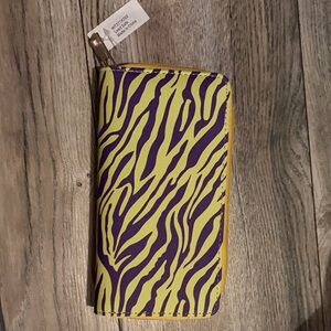 Purple and Yellow Zebra Print Wallet nwt c2